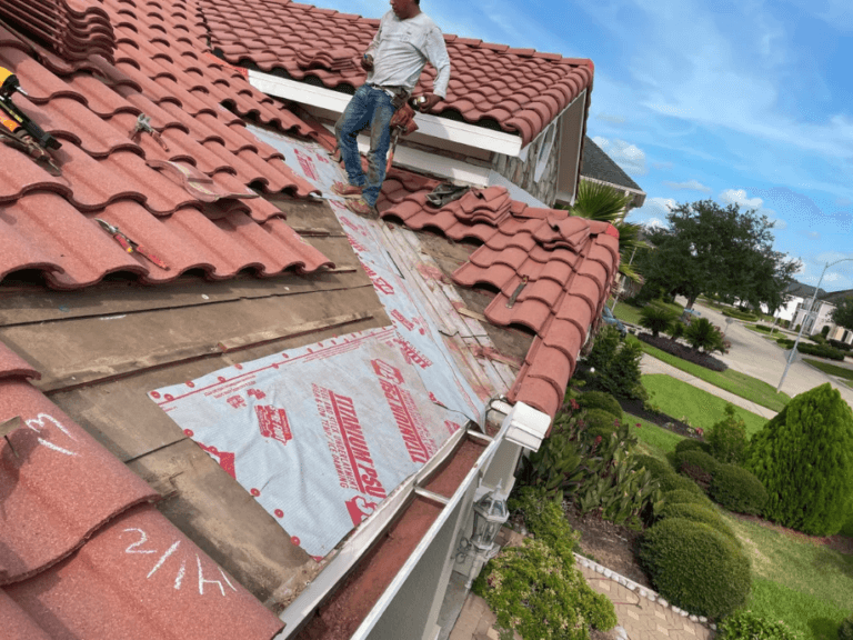 Close-up of clay roof tiles on a home in Missouri City