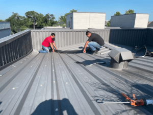 Newly installed stone-coated steel roof on a restored home in Richmond, TX